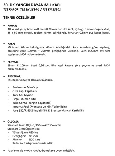 Yangına Dayanıklı Kapı